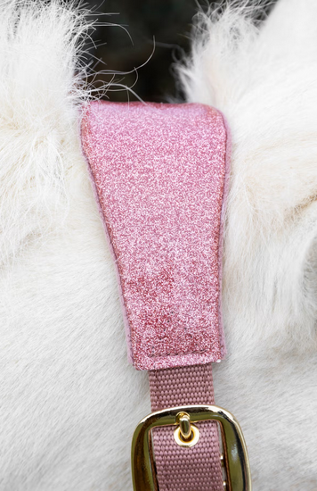 brokatowy kantar kentucky velvet glitter różowy