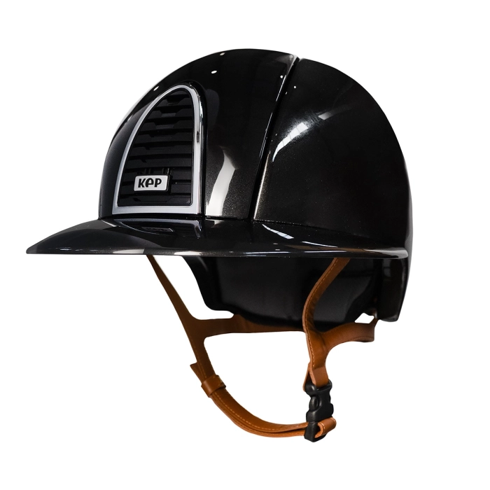 Kask Kep italia cromo 2.0 Polo shine black + beżowy  pasek