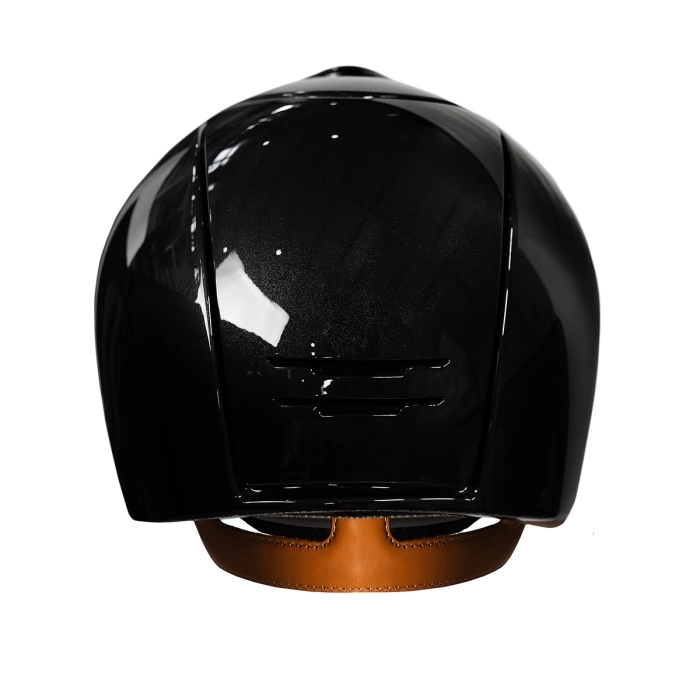 Kep Polo shine black z beżowym paskiem