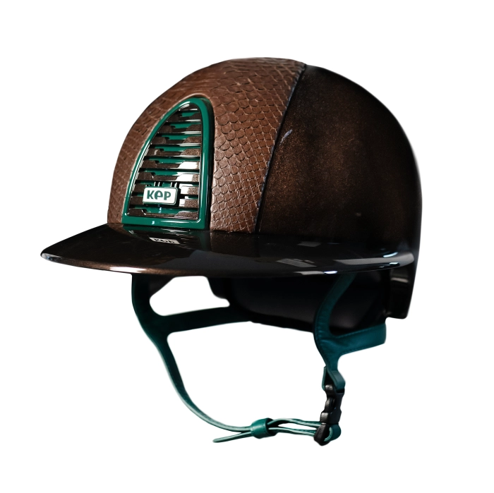 kask kep cromo 2.0 brązowy phyton z zielonymi dodatkami