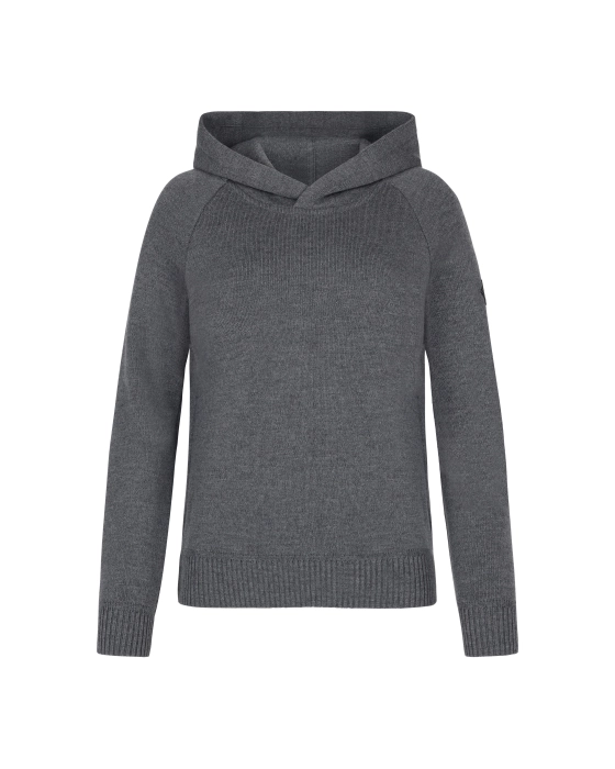 TROLLE bluza Loose Fit Extra Fine Merin z kapturem szara
