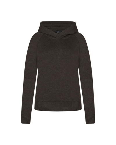 TROLLE bluza Loose Fit Extra Fine Merin z kapturem brown brązowa