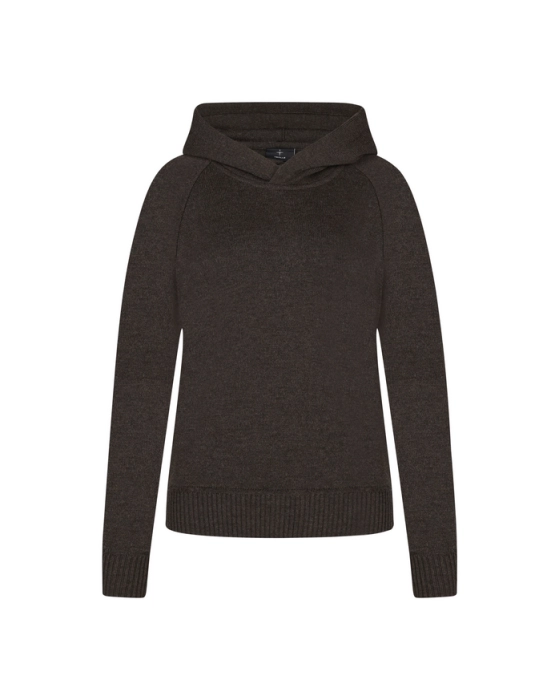 TROLLE bluza Loose Fit Extra Fine Merin z kapturem brown brązowa
