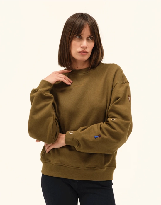 Bluza bawełniana Dada z jeździeckimi naszyciami w Kolorze khaki