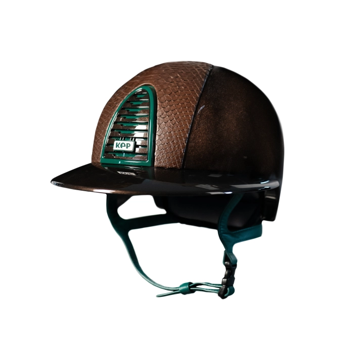 kask kep cromo 2.0 brązowy phyton z zielonymi dodatkami