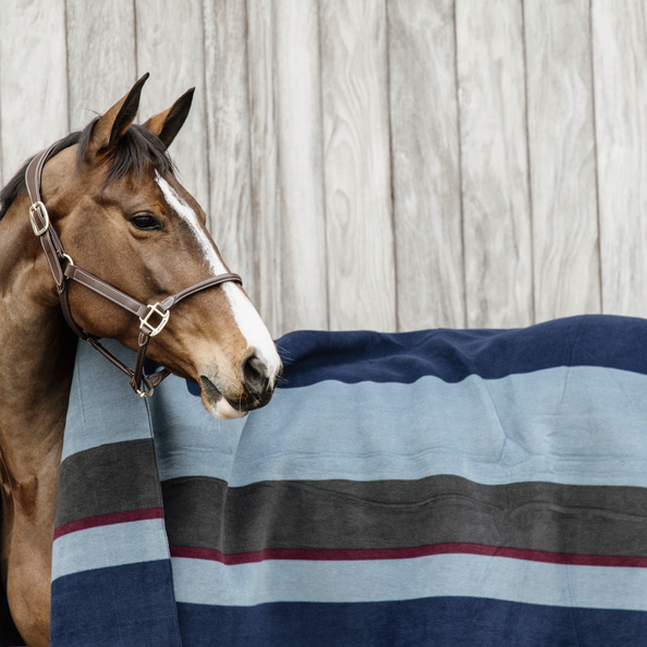 derka kentucky Heavy Fleece Rug Square Stripes navy