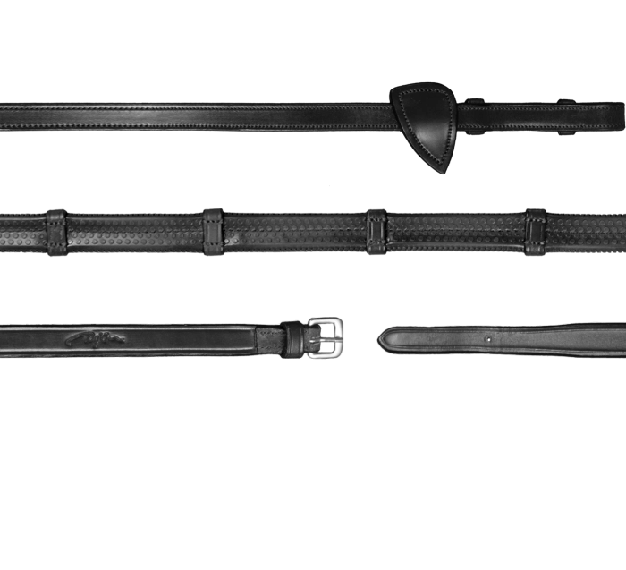 Dyon wodze gumowe z 7 stoperami 16mm New English czarne