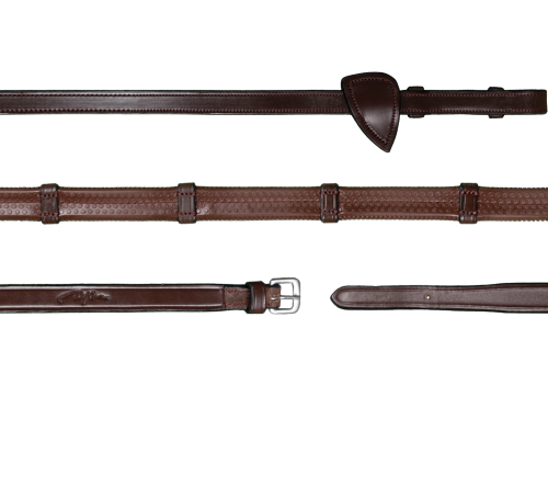 Dyon wodze gumowe z 7 stoperami 16mm New English brazowe
