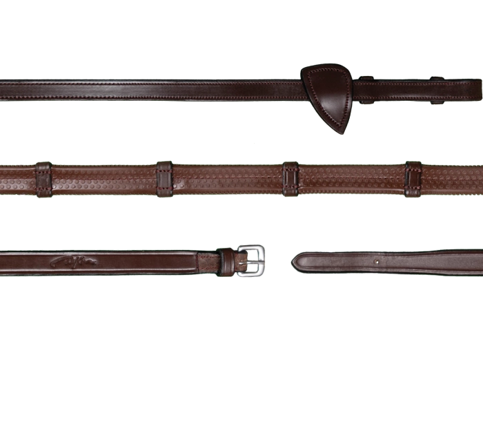 Dyon wodze gumowe z 7 stoperami 16mm New English brazowe