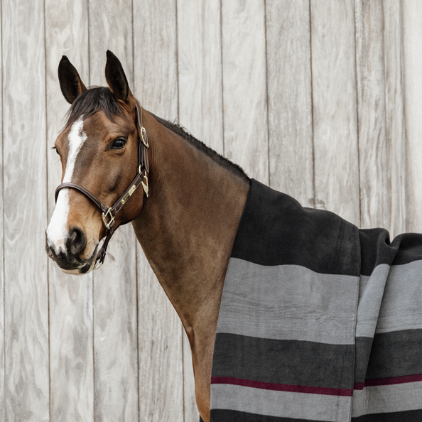 kentucky koc Heavy Fleece Rug Square Stripes czarny