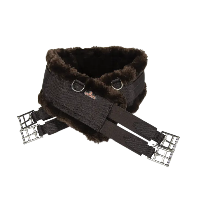 brązowy popręg z brązowym futrem
