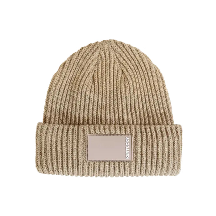 Beżowa czapka zimowa Kentucky Beanie Rubber Logo