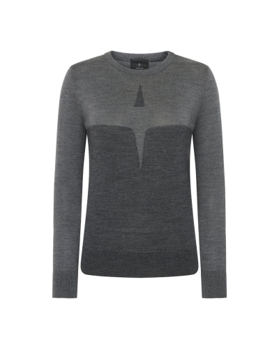 TROLLE sweter Merino Starlogo szary