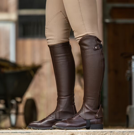 Dy'on czapsy do jazdy konnej Classic Half Chaps brązowe
