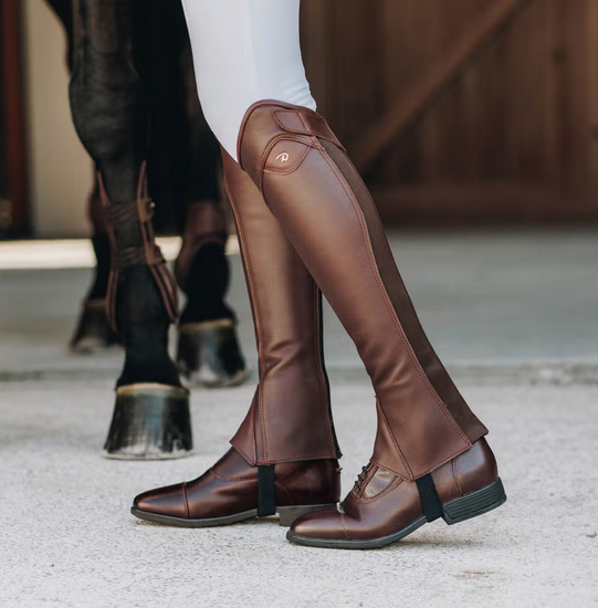 Dy'on czapsy do jazdy konnej Classic Show Half Chaps brązowe